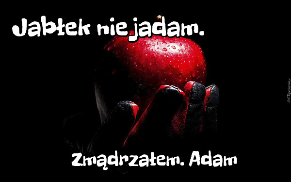 Jabłek nie jadam. Zmądrzałem. Adam