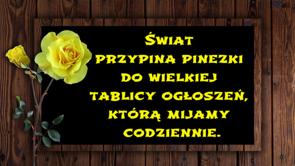 Świat przypina pinezki do wielkiej tablicy ogłoszeń, którą mijamy codziennie