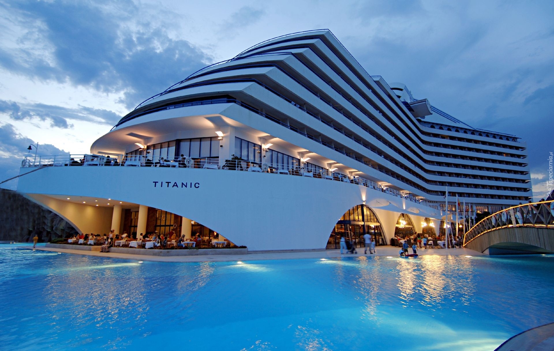 Turcja, Antalya, Hotel, Titanic Beach Lara, Błękit, Ludzie, Basen