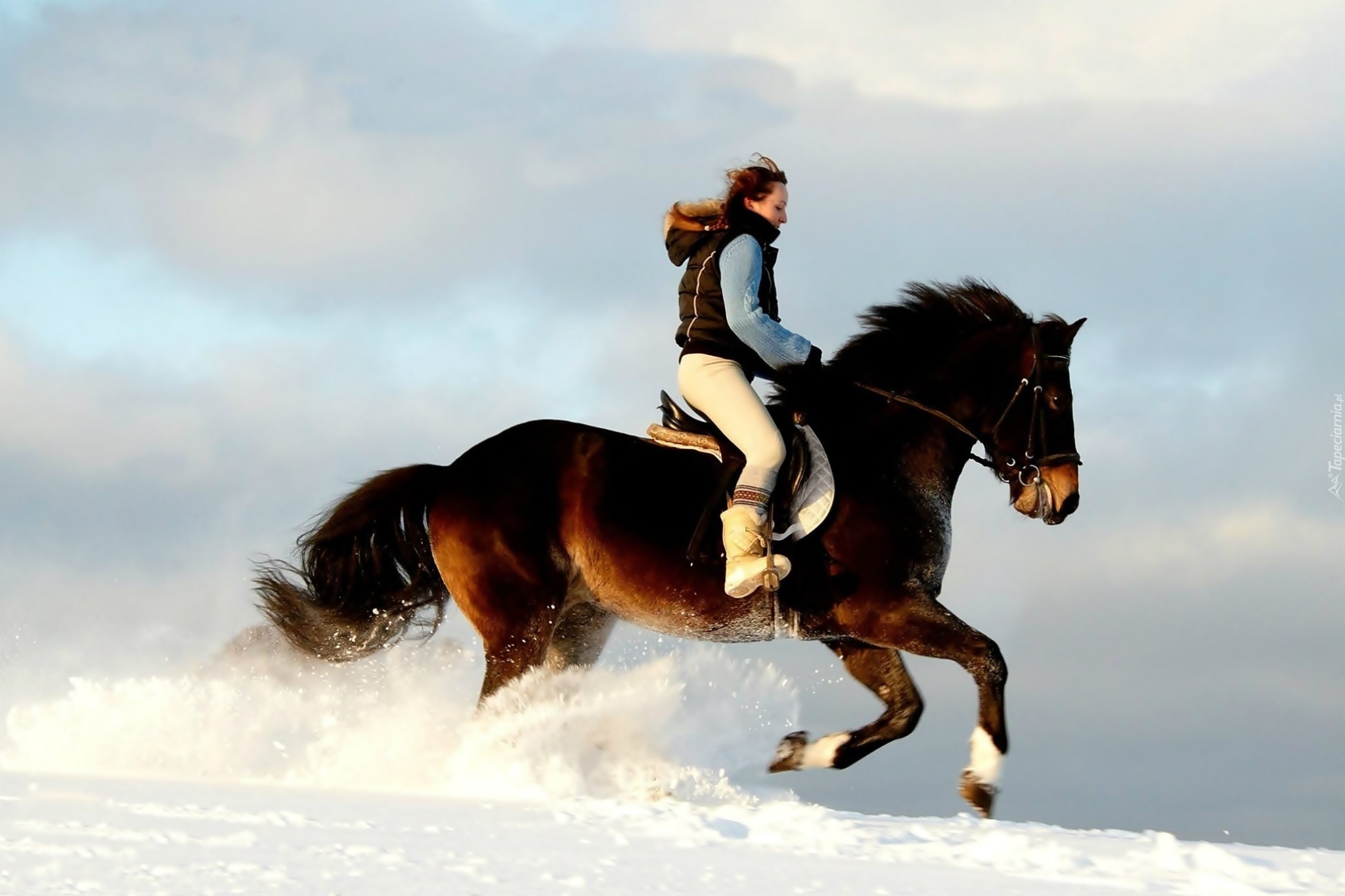 Kobieta, Koń, Zima