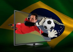 Piłkarz, Flaga, Piłka, Telewizor, Grafika, Mistrzostwa, Świata, 2014