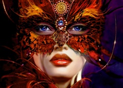 Kobieta, Maska, Biżuteria